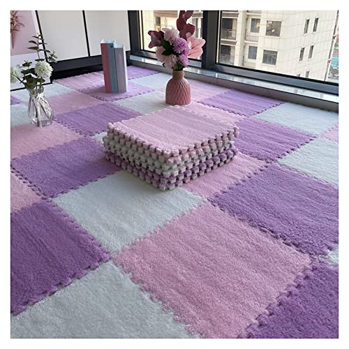 20-teilige Schaumstoff-Bodenmatte, Flauschiger Teppich aus Plüsch, Bodenfliesen, Puzzle-Spielmatte für Zuhause, Wohnzimmer, Schlafzimmer, Puzzlematte, ineinande,Light Purple Pink White 0.6cm 20-teilige Schaumstoff-Bodenmatte, Flauschiger Teppich aus Plüsch, Bodenfliesen, Puzzle-Spielmatte für Zuhause, Wohnzimmer, Schlafzimmer, Puzzlematte, ineinande,Light Purple Pink White 0.6cm von XDAWQP