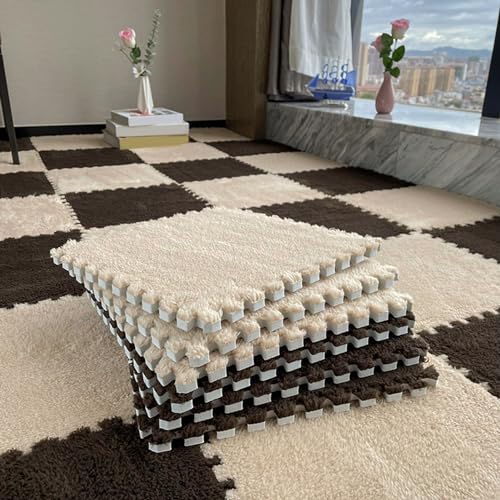 Flauschige Spielmatten Schaumstoff-Bodenmatten, ineinander greifende Spielmattenquadrate, mit Rand, Plüsch-Puzzle-Teppichfliesen,Apricot+Coffee 0.23 inch Flauschige Spielmatten Schaumstoff-Bodenmatten, ineinander greifende Spielmattenquadrate, mit Rand, Plüsch-Puzzle-Teppichfliesen,Apricot+Coffee 0.23 inch von XDAWQP
