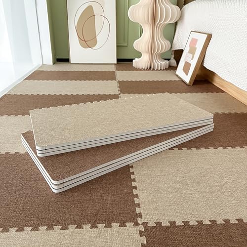 Teppichquadrate, Bodenmatte aus Schaumstoffquadraten, für das Spielzimmer zu Hause, Puzzle-Schaumstoff-Bodenmatte aus Baumwollleinen, weiche, rutschfeste Klette,C+a 10pcs Teppichquadrate, Bodenmatte aus Schaumstoffquadraten, für das Spielzimmer zu Hause, Puzzle-Schaumstoff-Bodenmatte aus Baumwollleinen, weiche, rutschfeste Klette,C+a 10pcs von XDAWQP