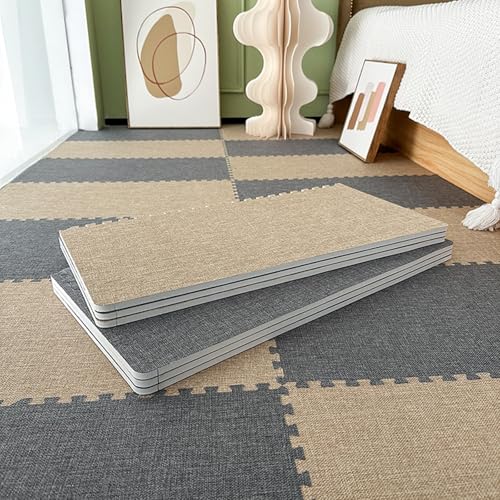 Teppichquadrate, Bodenmatte aus Schaumstoffquadraten, für das Spielzimmer zu Hause, Puzzle-Schaumstoff-Bodenmatte aus Baumwollleinen, weiche, rutschfeste Klette,G+a 10pcs Teppichquadrate, Bodenmatte aus Schaumstoffquadraten, für das Spielzimmer zu Hause, Puzzle-Schaumstoff-Bodenmatte aus Baumwollleinen, weiche, rutschfeste Klette,G+a 10pcs von XDAWQP