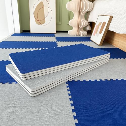 Teppichquadrate, Bodenmatte aus Schaumstoffquadraten, für das Spielzimmer zu Hause, Puzzle-Schaumstoff-Bodenmatte aus Baumwollleinen, weiche, rutschfeste Klette，L g+b 10pcs von XDAWQP