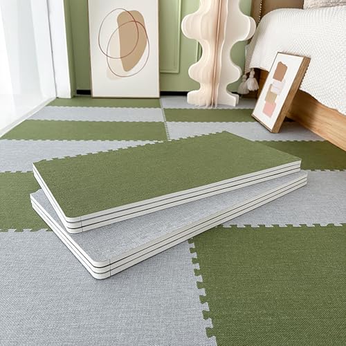 Teppichquadrate, Bodenmatte aus Schaumstoffquadraten, für das Spielzimmer zu Hause, Puzzle-Schaumstoff-Bodenmatte aus Baumwollleinen, weiche, rutschfeste Klette,L g +m g 10pcs Teppichquadrate, Bodenmatte aus Schaumstoffquadraten, für das Spielzimmer zu Hause, Puzzle-Schaumstoff-Bodenmatte aus Baumwollleinen, weiche, rutschfeste Klette,L g +m g 10pcs von XDAWQP