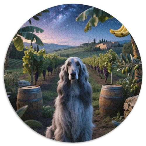 Afghanischer Hund 1000 Piezas, Puzzle Aliviar Estrés Süße Haustiere Rompecabezas Redondo Juegos De Puzzle Arte Regalos Regalos Familiares (67.5x67.5cm) von XDDBYUIZP