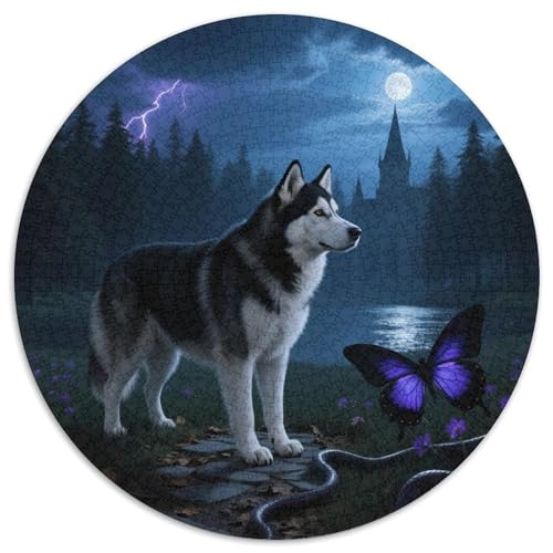 Alaskanische Malamute 1000 Piezas Puzzle Aliviar Estrés Süße Haustiere Rompecabezas Circular Juegos Intelectuales Arte Regalos Regalos Familiares (67.5x67.5cm) von XDDBYUIZP