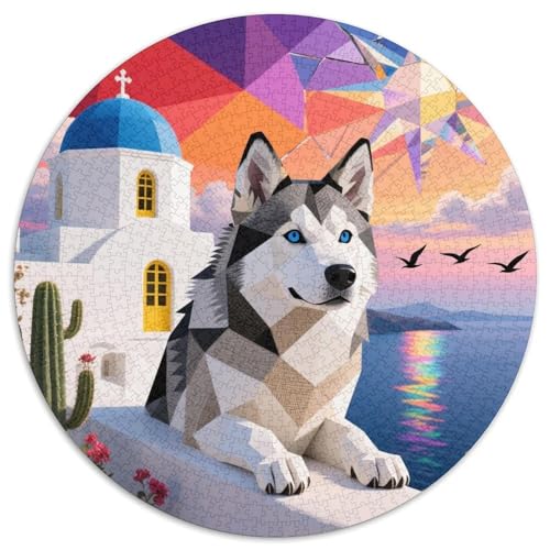 Alaskanische Malamute 1000 Piezas Puzzle Aliviar Estrés Süße Haustiere Rompecabezas Circular Juegos Intelectuales Juguetes Antistrés Desafío Creativo (67.5x67.5cm) von XDDBYUIZP
