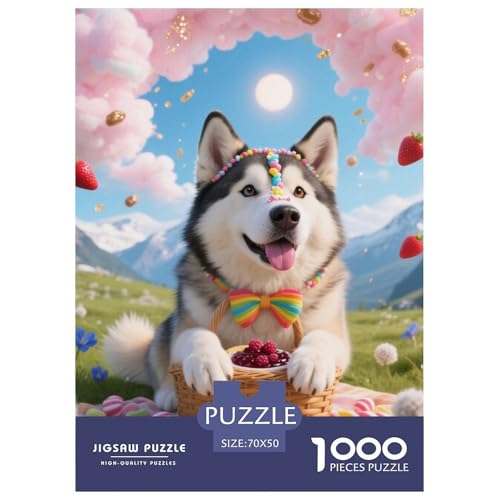Alaskanische Malamute Jigsaw Geeignet Für Erwachsene Und Kinder Kreativ 1000 Stück niedlich Haustier Spiele Unique Home Decor 70x50cm von XDDBYUIZP
