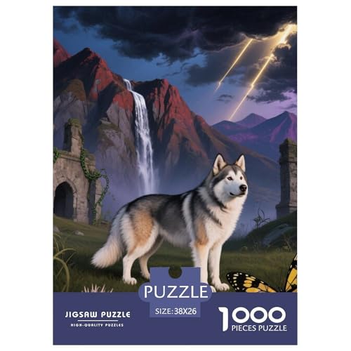 Alaskanische Malamute Jigsaw Geeignet Für Erwachsene Und Kinder Kreativ 1000 Teile niedlich Haustier Spaß Herausforderend Unique Home Decor 38x26cm von XDDBYUIZP