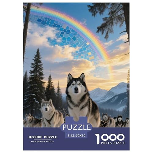 Alaskanische Malamute Puzzles Geeignet Für Erwachsene Und Kinder Kreativ 1000 Stücke niedlich Haustier Spaß Herausforderend Unique Home Decor 70x50cm von XDDBYUIZP