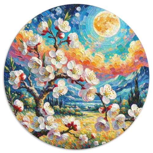Aprikosenblüte 1000 Stück Puzzle VerringerterDruck Rund Puzzle Puzzle-Spiele Wand Dekoration Geschenk (67.5x67.5cm) von XDDBYUIZP