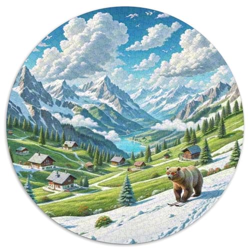 Bären 1000 PCS Puzzle Stressabbau-Spielzeug Für Erwachsene Kinder Süße Haustiere Runden Puzzle Puzzle-Spiele Wand Dekoration Geschenk 1000pcs (67.5x67.5cm) von XDDBYUIZP