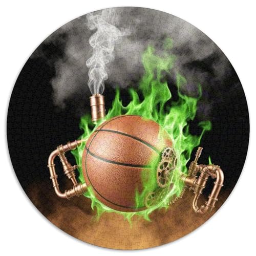 Basketball 1000 Stück Puzzles Stressabbau-Spielzeug Für Erwachsene Kinder Basketball Rund Puzzle Puzzle-Spiele Wand Dekoration Geschenk 1000pcs (67.5x67.5cm) von XDDBYUIZP