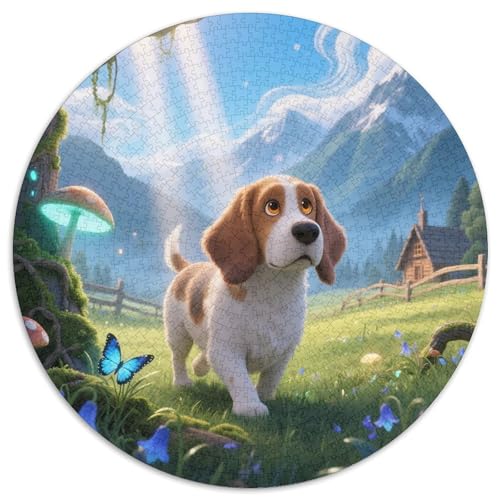 Basset Hund 1000 PCS Puzzles Stressabbau-Spielzeug Für Erwachsene Kinder Süße Haustiere Rund Puzzle Puzzle-Spiele Wand Dekoration Geschenk 1000pcs (67.5x67.5cm) von XDDBYUIZP