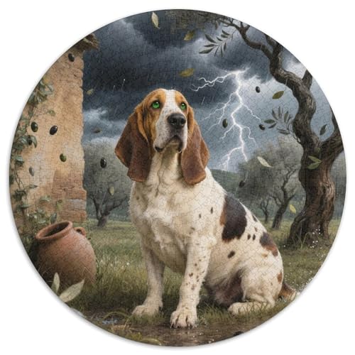 Basset Hund 1000 Stück Puzzle VerringerterDruck Süße Haustiere Circular Puzzles Puzzle-Spiele Wand Dekoration Geschenk 1000pcs (67.5x67.5cm) von XDDBYUIZP