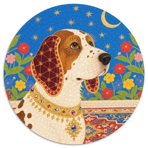 Basset Hund 1000 Stück Puzzle VerringerterDruck Süße Haustiere Rund Puzzle Puzzle-Spiele Wand Dekoration Geschenk 1000pcs (67.5x67.5cm) von XDDBYUIZP