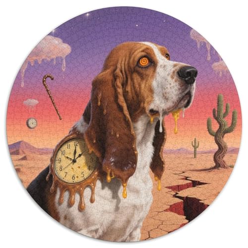Basset Hund 1000 Stück Puzzles Stressabbau-Spielzeug Für Erwachsene Kinder Süße Haustiere Runden Puzzle Puzzle-Spiele Wand Dekoration Geschenk 1000pcs (67.5x67.5cm) von XDDBYUIZP