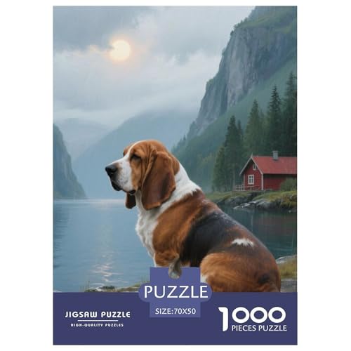 Basset Hund Jigsaw Geeignet Für Erwachsene Und Kinder Kreativ 1000 Teile niedlich Haustier Spaß Herausforderend Unique Home Decor 70x50cm von XDDBYUIZP