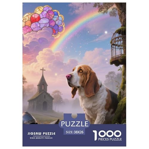 Basset Hund Jigsaw Geeignet Für Erwachsene Und Kinder Kreativ 1000 Teile niedlich Haustier Spiele Unique Home Decor 38x26cm von XDDBYUIZP