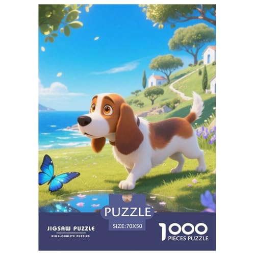 Basset Hund Puzzle Geeignet Für Erwachsene Und Kinder Kreativ 1000 Stück niedlich Haustier Spiele Unique Home Decor 70x50cm von XDDBYUIZP