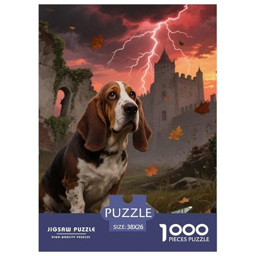 Basset Hund Puzzle Geeignet Für Erwachsene Und Kinder Kreativ 1000 Teile niedlich Haustier Spiele Unique Home Decor 38x26cm von XDDBYUIZP