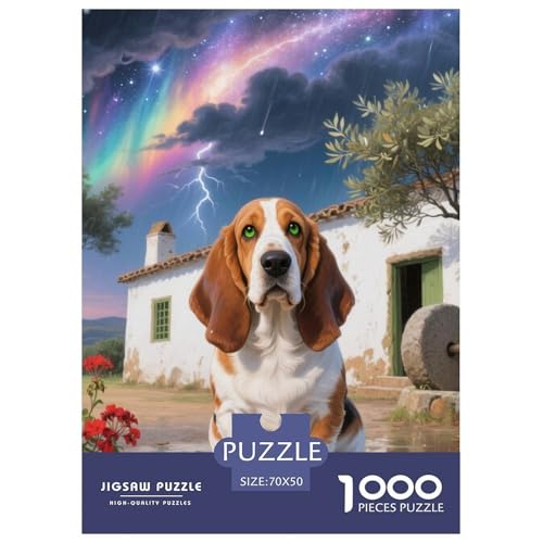 Basset Hund Puzzle Geeignet Für Erwachsene Und Kinder Kreativ 1000 Teile niedlich Haustier Spiele Unique Home Decor 70x50cm von XDDBYUIZP