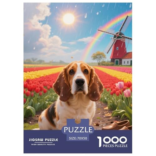 Basset Hund Puzzle Geeignet Für Erwachsene Und Kinder Kreativ 1000 Teile niedlich Haustier Spiele Unique Home Decor 70x50cm von XDDBYUIZP