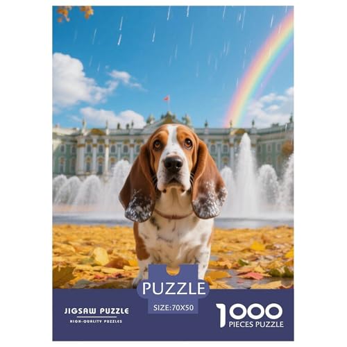 Basset Hund Puzzles Geeignet Für Erwachsene Und Kinder Kreativ 1000 Teile niedlich Haustier Spaß Herausforderend Unique Home Decor 70x50cm von XDDBYUIZP