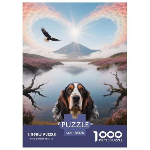 Basset Hund Puzzles Geeignet Für Erwachsene Und Kinder Kreativ 1000 Teile niedlich Haustier Spiele Unique Home Decor 38x26cm von XDDBYUIZP