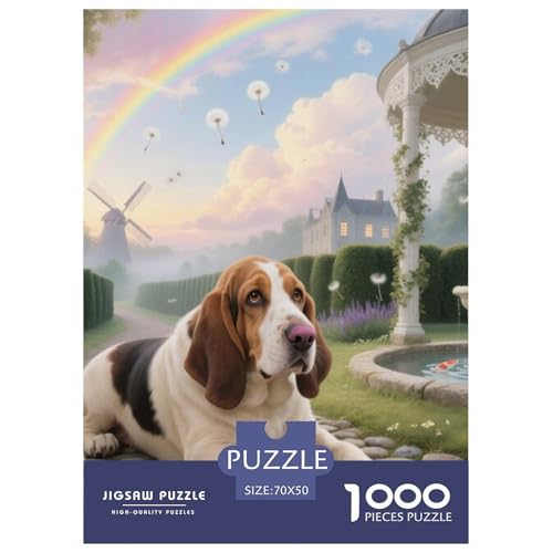 Basset Hund Puzzles Geeignet Für Erwachsene Und Kinder Kreativ 1000 Teile niedlich Haustier Spiele Unique Home Decor 70x50cm von XDDBYUIZP