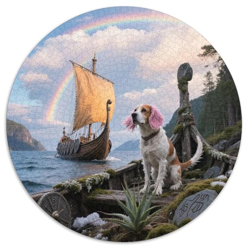 Beagle Hunde 1000 Piezas Puzzle Aliviar Estrés,Süße Haustiere Rompecabezas Redondo Juegos Intelectuales Juguetes Antistrés Regalos Niños (67.5x67.5cm) von XDDBYUIZP