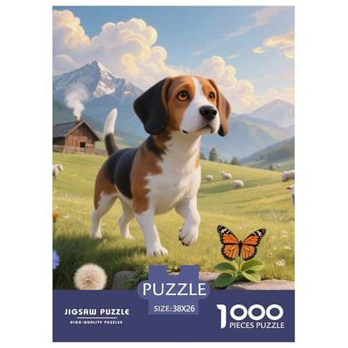 Beagle Hunde Puzzle Geeignet Für Erwachsene Und Kinder Kreativ 1000 Teile niedlich Haustier Spiele Unique Home Decor 38x26cm/ von XDDBYUIZP
