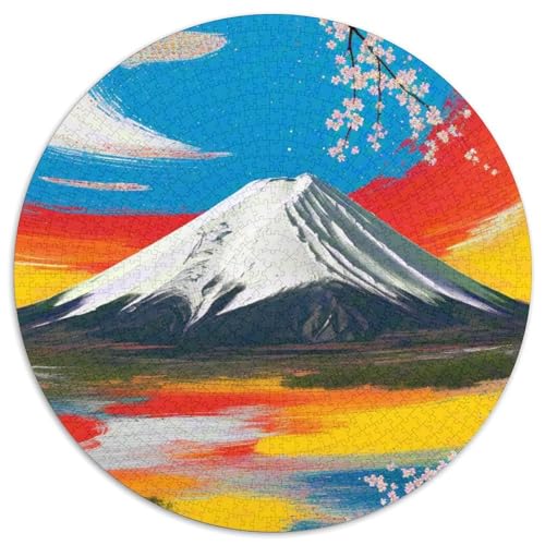 Berg Fuji 1000 Stück Puzzle Stressabbau-Spielzeug Für Erwachsene Kinder Sakura Rundes Puzzle Puzzle-Spiele Wand Dekoration Geschenk 1000pcs (67.5x67.5cm) von XDDBYUIZP