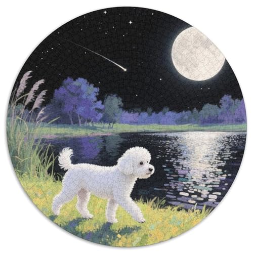 Bichon Frise 1000 PCS Puzzle Stressabbau-Spielzeug Für Erwachsene Kinder Süße Haustiere Rundes Puzzle Puzzle-Spiele Wand Dekoration Geschenk 1000pcs (67.5x67.5cm) von XDDBYUIZP