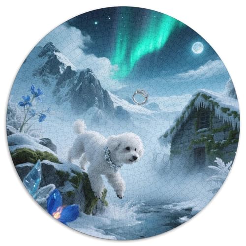 Bichon Frise 1000 PCS Puzzle Stressabbau-Spielzeug Für Erwachsene Kinder Süße Haustiere Rundes Puzzle Puzzle-Spiele Wand Dekoration Geschenk 1000pcs (67.5x67.5cm) von XDDBYUIZP