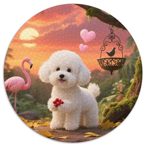 Bichon Frise 1000 PCS Puzzles Stressabbau Spielzeug Für Familienpuzzle Süße Haustiere Rund Puzzle Puzzle-Spiele Wand Dekoration Geschenk 1000pcs (67.5x67.5cm) von XDDBYUIZP