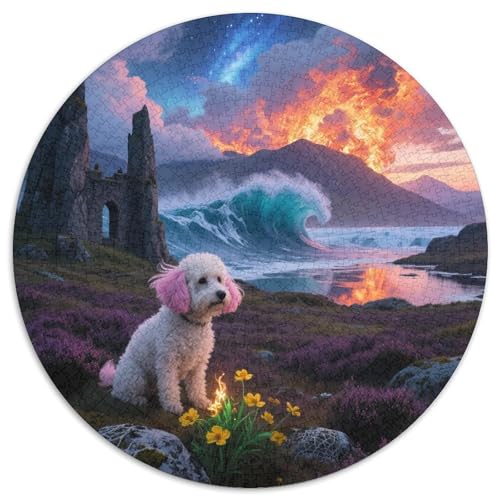 Bichon Frise 1000 Stück Puzzle VerringerterDruck Süße Haustiere Circular Puzzle Puzzle-Spiele Wand Dekoration Geschenk 1000pcs (67.5x67.5cm) von XDDBYUIZP