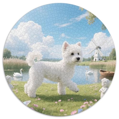 Bichon Frise 1000 Stück Puzzles Stressabbau-Spielzeug Für Erwachsene Kinder Süße Haustiere Circular Puzzles Puzzle-Spiele Wand Dekoration Geschenk 1000pcs (67.5x67.5cm) von XDDBYUIZP