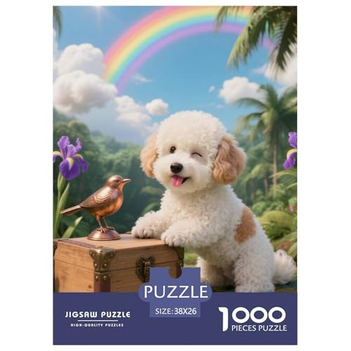 Bichon Frise Puzzle Geeignet Für Erwachsene Und Kinder Kreativ 1000 Teile niedlich Haustier Spiele Unique Home Decor 38x26cm/ von XDDBYUIZP
