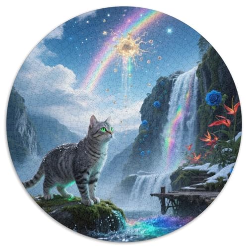 Blaue Katze 1000 PCS Puzzle Stressabbau-Spielzeug Für Erwachsene Kinder Süße Haustiere Circular Puzzles Puzzle-Spiele Wand Dekoration Geschenk (67.5x67.5cm) von XDDBYUIZP