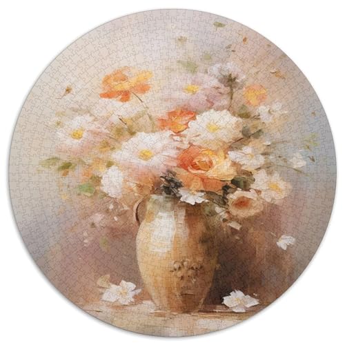 Blumen 1000 PCS Puzzles Stressabbau-Spielzeug Für Erwachsene Kinder Vase Circular Puzzle Puzzle-Spiele Wand DekoRatteteteion Geschenk 1000pcs (67.5x67.5cm) von XDDBYUIZP