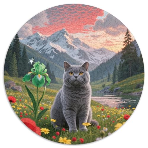 Britische Kurzhaare 1000 Stück Puzzle VerringerterDruck Süße Haustiere Runden Puzzle Puzzle-Spiele Wand Dekoration Geschenk (67.5x67.5cm) von XDDBYUIZP