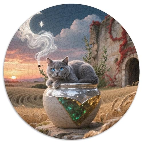 Britische Kurzhaare 1000 Stück Puzzles Stressabbau-Spielzeug Für Erwachsene Kinder Süße Haustiere Circular Puzzles Puzzle-Spiele Wand Dekoration Geschenk (67.5x67.5cm) von XDDBYUIZP
