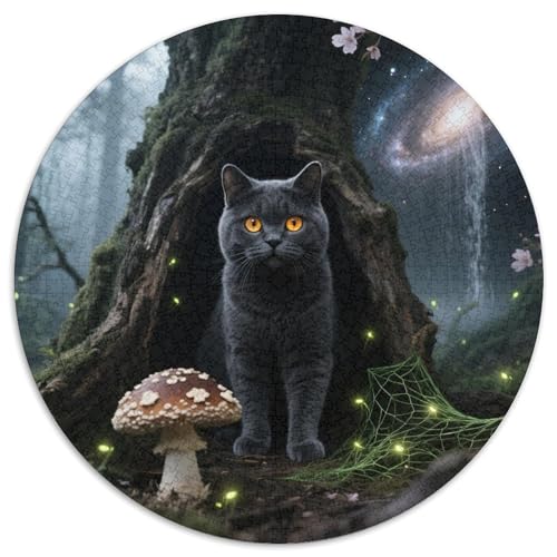 Britische Kurzhaare 1000 Stück Puzzles VerringerterDruck Süße Haustiere Rund Puzzle Puzzle-Spiele Wand Dekoration Geschenk (67.5x67.5cm) von XDDBYUIZP