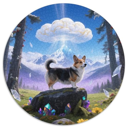 Corgi 1000 PCS Puzzle Stressabbau-Spielzeug Für Erwachsene Kinder Süße Haustiere Rundes Puzzle Puzzle-Spiele Wand Dekoration Geschenk (67.5x67.5cm) von XDDBYUIZP