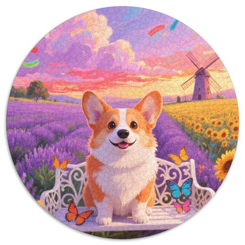 Corgi 1000 Stück Puzzle Stressabbau-Spielzeug Für Erwachsene Kinder Süße Haustiere Rundes Puzzle Puzzle-Spiele Wand Dekoration Geschenk (67.5x67.5cm) von XDDBYUIZP