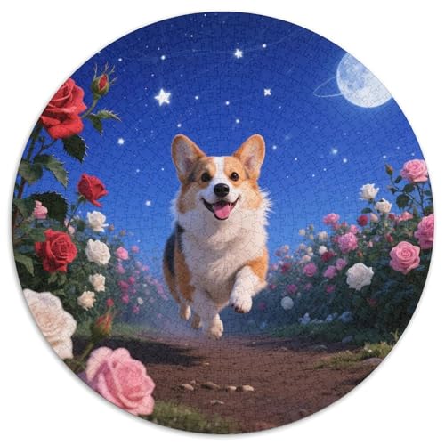 Corgi 1000 Stück Puzzle Stressabbau Spielzeug Für Familienpuzzle Süße Haustiere Rundes Puzzle Puzzle-Spiele Wand Dekoration Geschenk (67.5x67.5cm) von XDDBYUIZP