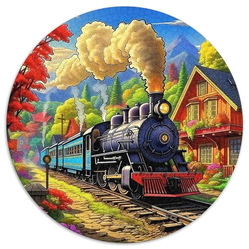 Dampfzug 1000 Stück Puzzles Stressabbau Spielzeug Für Familienpuzzle Runden Puzzle Puzzle-Spiele Wand Dekoration Geschenk (67.5x67.5cm) von XDDBYUIZP