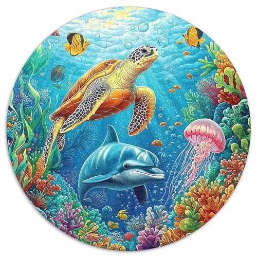 Delphin 1000 PCS Puzzles Stressabbau Spielzeug Für Familienpuzzle Rundes Puzzle Puzzle-Spiele Wand Dekoration Geschenk (67.5x67.5cm) von XDDBYUIZP