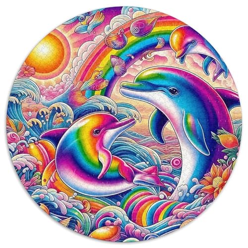 Delphin 1000 Stück Puzzle VerringerterDruck Circular Puzzle Puzzle-Spiele Wand Dekoration Geschenk (67.5x67.5cm) von XDDBYUIZP