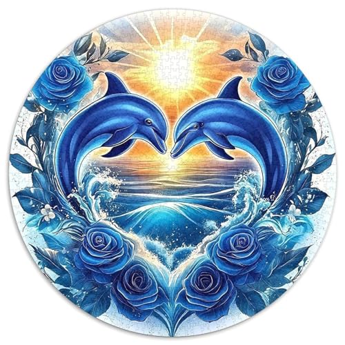 Delphin 1000 Stück Puzzle VerringerterDruck Runden Puzzle Puzzle-Spiele Wand Dekoration Geschenk (67.5x67.5cm) von XDDBYUIZP