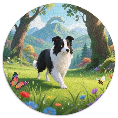 Der Border Collie 1000 PCS Puzzles Stressabbau Spielzeug Für Familienpuzzle Niedlicher Haustierhund Rundes Puzzle Puzzle-Spiele Wand Dekoration Geschenk 1000pcs (67.5x67.5cm) von XDDBYUIZP